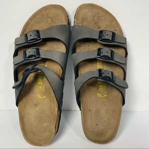 Birkenstock 'Florida' 3 strap Gray Sandals EU 39/ US 8-8.5 Narrow (A-B)